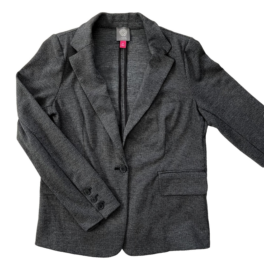 Vince‎ Camuto Tweed Herringbone Single Button Blazer Womens Sz M Preppy Business